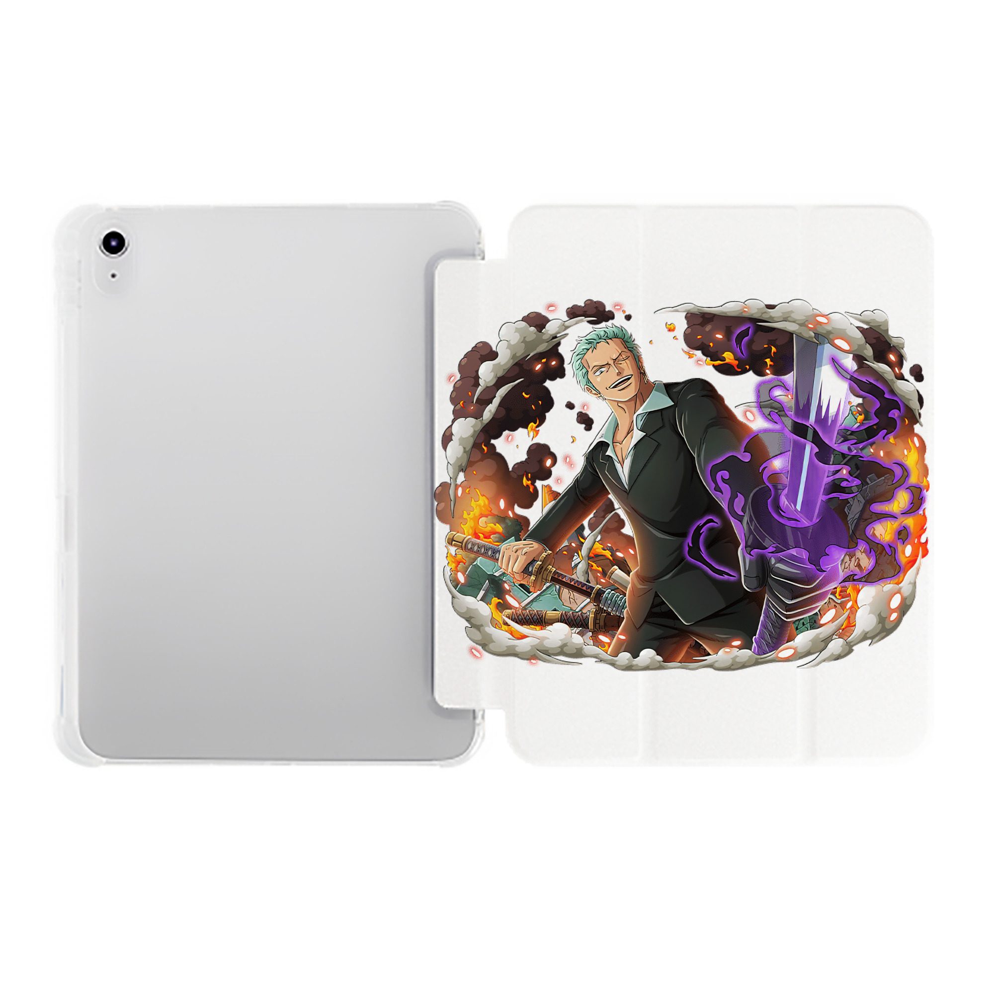 （画像用） ワンピース ロロノア・ゾロ ONE PIECE Roronoa Zoro IPad ケース ペン収納付き 三つ折りスタンド PUレザー×シリコン 対応機種9.5/10.5/10.9インチ